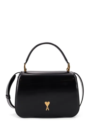Ami Alexandre Mattiussi Black Handbag With Adc Patch On The Front And Adjustable And Removable Shoulder Strap In Leather Wom