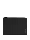 Ami Alexandre Mattiussi Black Leather Midi Document Holder Black In Black