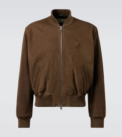 Ami Alexandre Mattiussi Leather Jacket In Brown