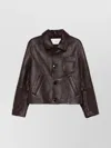 Ami Alexandre Mattiussi Leather Jacket With Chest Patch Pocket In Brown