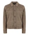 Ami Alexandre Mattiussi Beige Leather Buttoned Jacket Grey In Brown