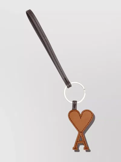 Ami Alexandre Mattiussi Leather Logo Charm Keyring Accessory