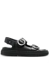Ami Alexandre Mattiussi Black Leather Fussbet Midi Sandals In Black