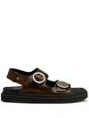 Ami Alexandre Mattiussi Green Leather Fussbet Midi Sandals Green In Brown