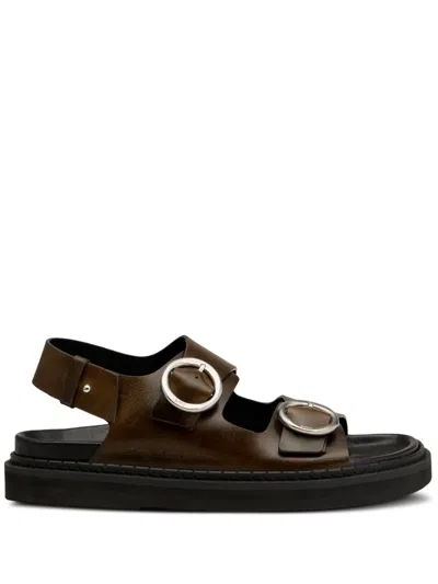 Ami Alexandre Mattiussi Leather Sandals In Brown