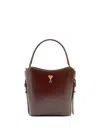 Ami Alexandre Mattiussi Leather Shoulder Bag In Brown