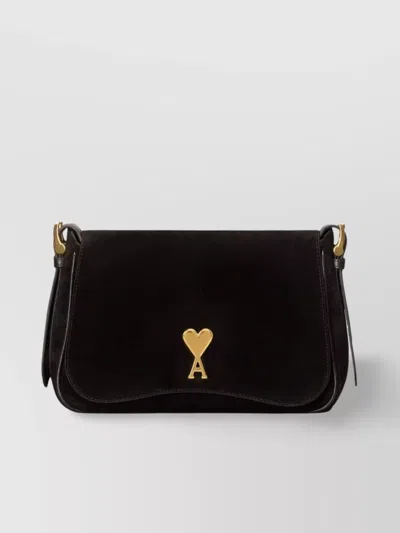 AMI ALEXANDRE MATTIUSSI LEATHER SHOULDER BAG FOLDOVER TOP