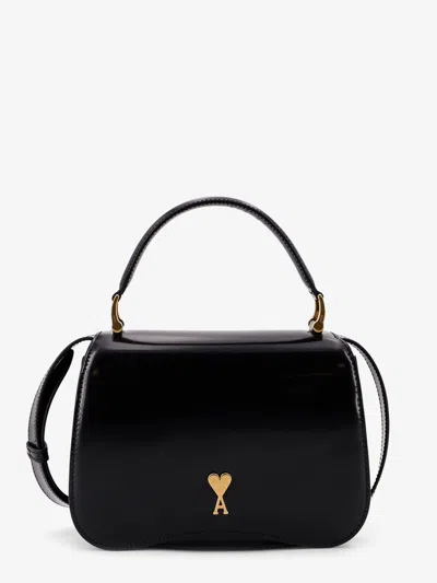 Ami Alexandre Mattiussi Leather Shoulder Bag With Monogram Logo