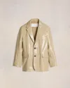 Ami Alexandre Mattiussi Leather Two Buttons Jacket Beige In Light Sand
