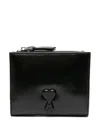 Ami Alexandre Mattiussi Ami De Coeur-embossed Leather Wallet In Black  