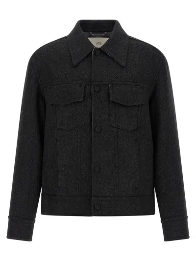 Ami Alexandre Mattiussi Ami Paris Men Lenci Cloth Overshirt In Black