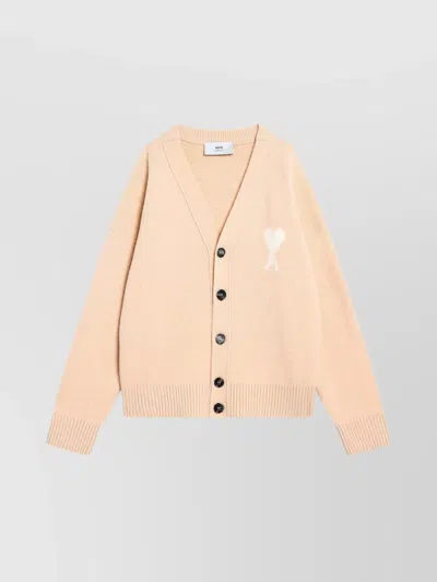 Ami Alexandre Mattiussi Ami Paris Light Beige Wool Cardigan Ami De Coeur Men In Neutral