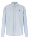 Ami Alexandre Mattiussi Adc Button-down Collar Logo-embroidered Striped Cotton Oxford Shirt In Blue