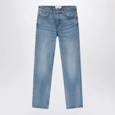 AMI ALEXANDRE MATTIUSSI LIGHT BLUE JEANS WITH WASHED EFFECT