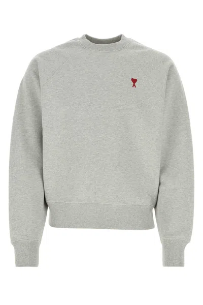 Ami Alexandre Mattiussi Light Grey Cotton Sweatshirt In Heatherashgrey