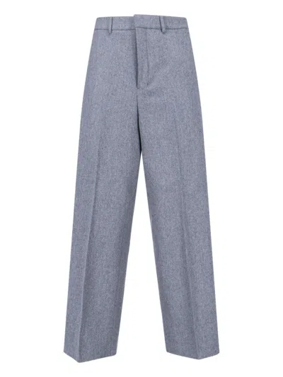 Ami Alexandre Mattiussi Light Grey Tailored Virgin Wool Trousers In Gray