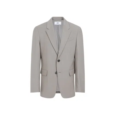 AMI ALEXANDRE MATTIUSSI LIGHT TAUPE VIRGIN WOOL TWO BUTTONS JACKET