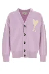 Ami Alexandre Mattiussi Ami Men Lilac Wool Cardigan In Lilaecru