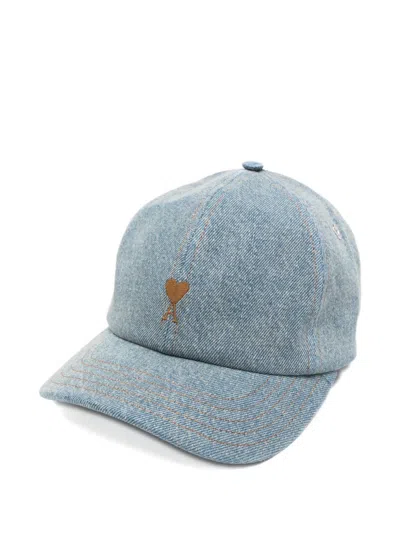 Ami Alexandre Mattiussi Ami Paris Women Ami De Coeur Denim Cap In Blue