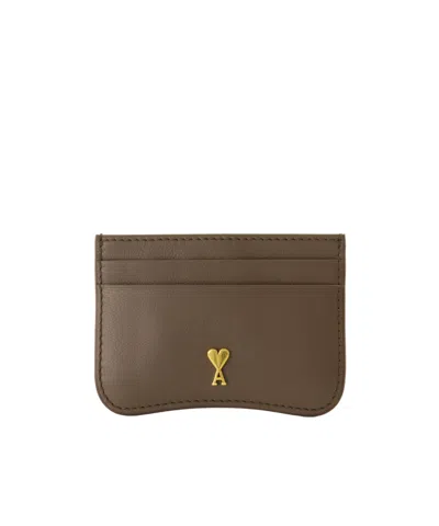 Ami Alexandre Mattiussi Logo Card Holder In Truffle Color