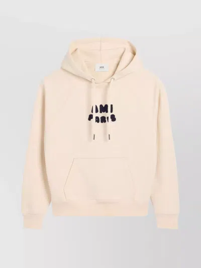 AMI ALEXANDRE MATTIUSSI LOGO COTTON HOODIE WITH KANGAROO POCKET