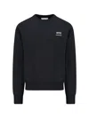 Ami Alexandre Mattiussi Black Crewneck Sweatshirt With Logo Lettering Detail On The Front And Adc Logo Embroidery On The Rea