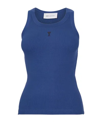 Ami Alexandre Mattiussi Logo Crew Neck Vest In Blue