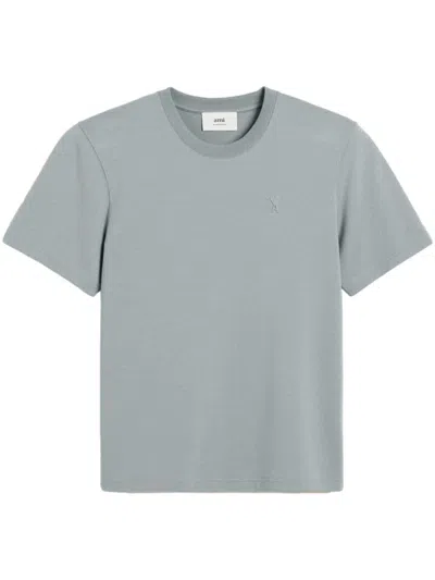 Ami Alexandre Mattiussi Logo-debossed Organic-cotton T-shirt In Clay Blue