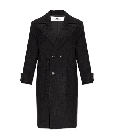 Ami Alexandre Mattiussi Logo Double-breasted Coat In Black