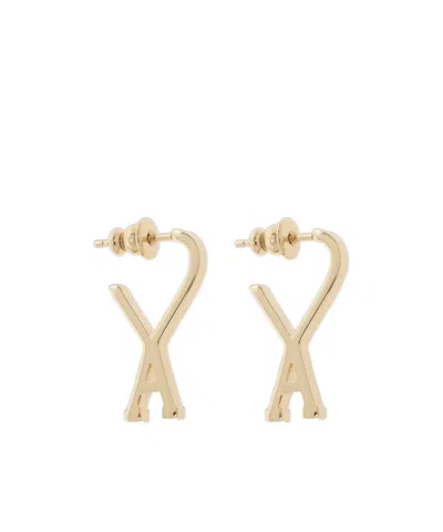 Ami Alexandre Mattiussi Logo Earrings In Yellow