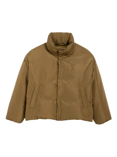 Ami Alexandre Mattiussi Logo-embossed Padded Jacket In Brown