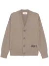 Ami Alexandre Mattiussi Ami Paris Logo-embroidered Cotton-blend Cardigan In Brown