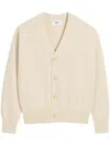Ami Alexandre Mattiussi Beige Cotton Wool Ami Embroidered Cardigan White In Nude