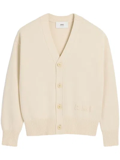 Ami Alexandre Mattiussi Cardigan Mit Logo-stickerei In Nude
