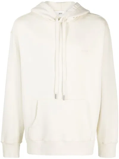 Ami Alexandre Mattiussi Tonal Embroidered Logo Pullover Hoodie In Yellow