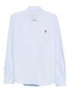 Ami Alexandre Mattiussi Adc Button-down Collar Logo-embroidered Striped Cotton Oxford Shirt In Blue