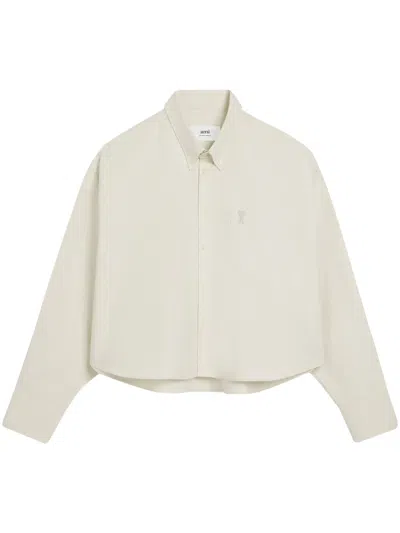 Ami Alexandre Mattiussi Logo-embroidered Cotton Shirt In Chalk