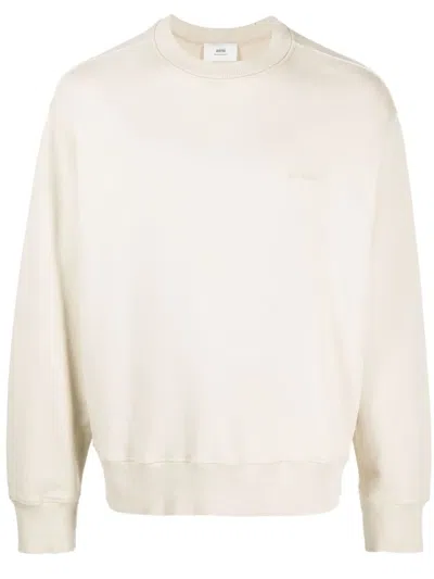 Ami Alexandre Mattiussi Logo-embroidered Cotton Sweatshirt In Yellow