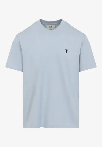 Ami Alexandre Mattiussi Logo-embroidered Crewneck T-shirt In Blue
