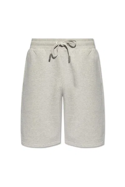 Ami Alexandre Mattiussi Logo Embroidered Drawstring Knitted Shorts In Grey