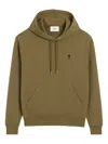 Ami Alexandre Mattiussi Cotton Contrast Ami De Coeur Hoodie In Green
