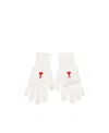 Ami Alexandre Mattiussi Logo-embroidered Merino Gloves In White