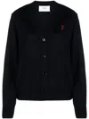 Ami Alexandre Mattiussi Ami V-neck Button-down Cardigan With Subtle Red Emblem In 430 Night Blue