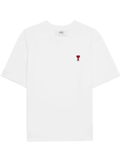Ami Alexandre Mattiussi Logo-embroidered Organic Cotton T-shirt In White