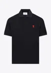 Ami Alexandre Mattiussi Ami Paris Men Black Polo Shirt With Adc Embroidery At The Front In Cotton Man In Black