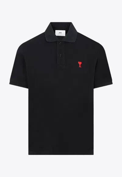 AMI ALEXANDRE MATTIUSSI LOGO-EMBROIDERED POLO T-SHIRT