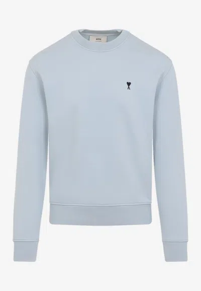 Ami Alexandre Mattiussi Logo-embroidered Pullover Sweatshirt In Blue