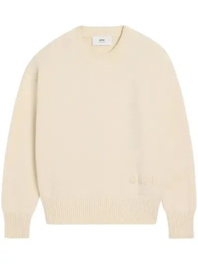 Ami Alexandre Mattiussi Ami De Coeur Crew-neck Jumper In Neutrals