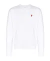 Ami Alexandre Mattiussi Crewneck Sweatshirt With Red Ami De Coeur Embroidery In White