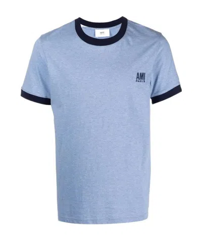 Ami Alexandre Mattiussi Logo-embroidered T-shirt In Blue
